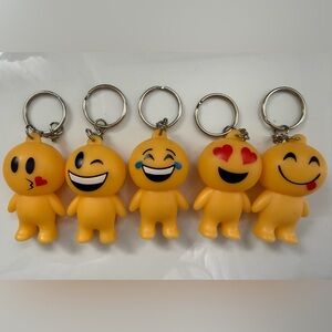 Assorted Emoji Keychain Set of 5 - Yellow